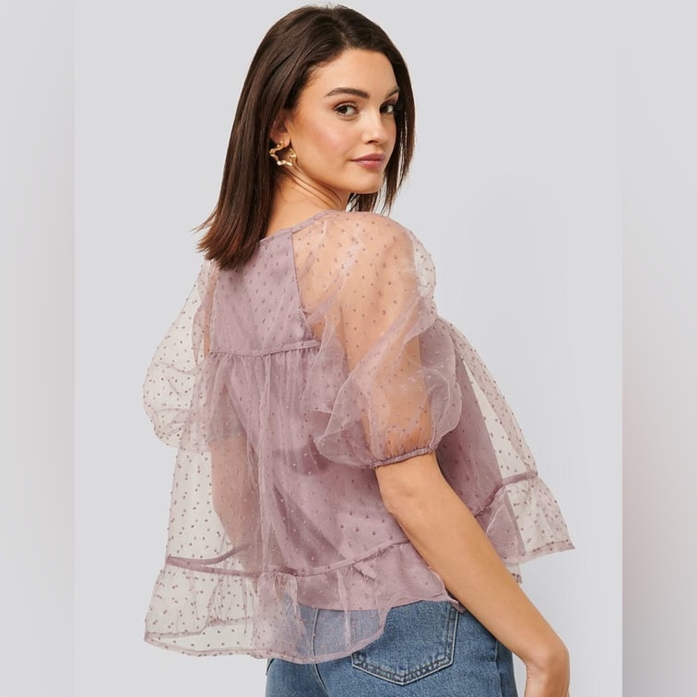 NA-KD Dobby Organza Liliac Blouse